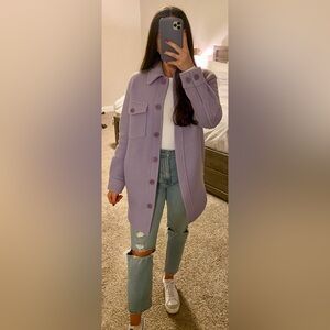 Wilfred Lavender Teddy Jacket 100% merino wool. Shacket from aritzia